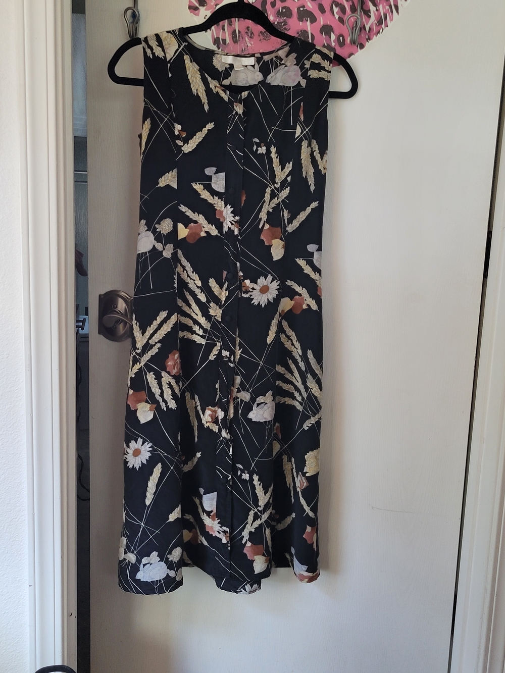Black Floral A-Line Women's  Dress